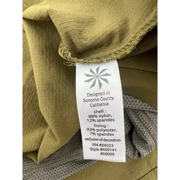 ATHLETA Olive Green Skorts Side Button Closure Front Pockets Women's Size 2 - Picture 4 of 9